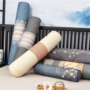 新中式长a条抱枕糖果枕头套红木沙发圆柱形O扶手枕颈椎护颈靠垫腰