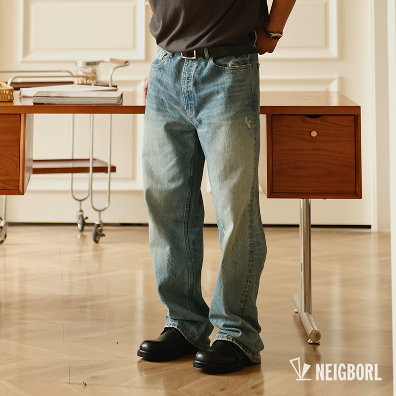 宽松直筒拉链常规蓝色日系