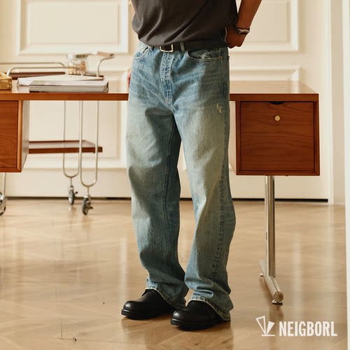 宽松直筒拉链常规蓝色日系