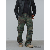 老警长 NEIGBORL钊叔制美式 直筒宽松多袋复古军事迷彩工装 裤 子