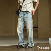 NEIGBORL钊叔制美式 部落 14.5盎司重磅水洗刮烂设计直筒牛仔裤