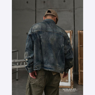 【生产队】NEIGBORL钊叔制手工擦色磨破旧水洗牛仔外套