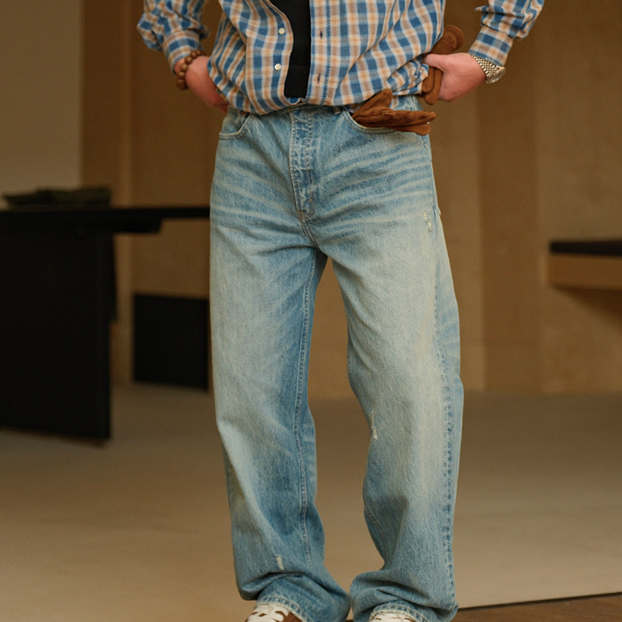 【公里数】NEIGBORL钊叔制美式复古宽松水洗直筒百搭通勤牛仔裤男