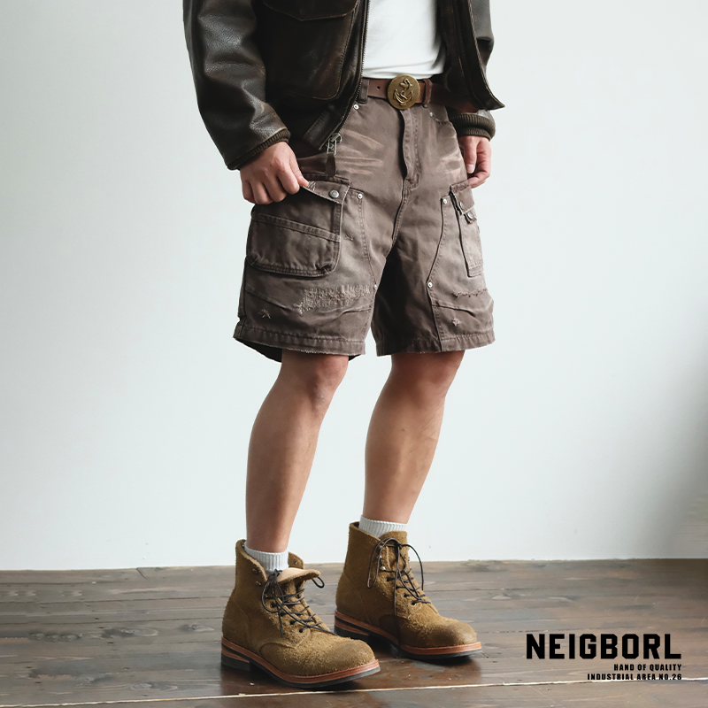 【可可西里（短篇）】NEIGBORL钊叔制重工多口袋做旧直筒工装短裤