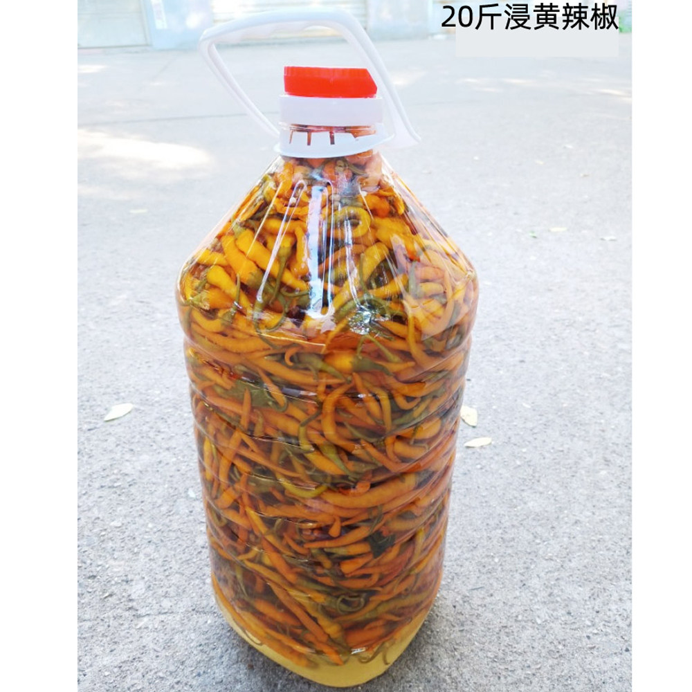 原王十万乡浸黄辣椒酸辣椒腌辣椒酒店餐饮商用农家10kg大桶