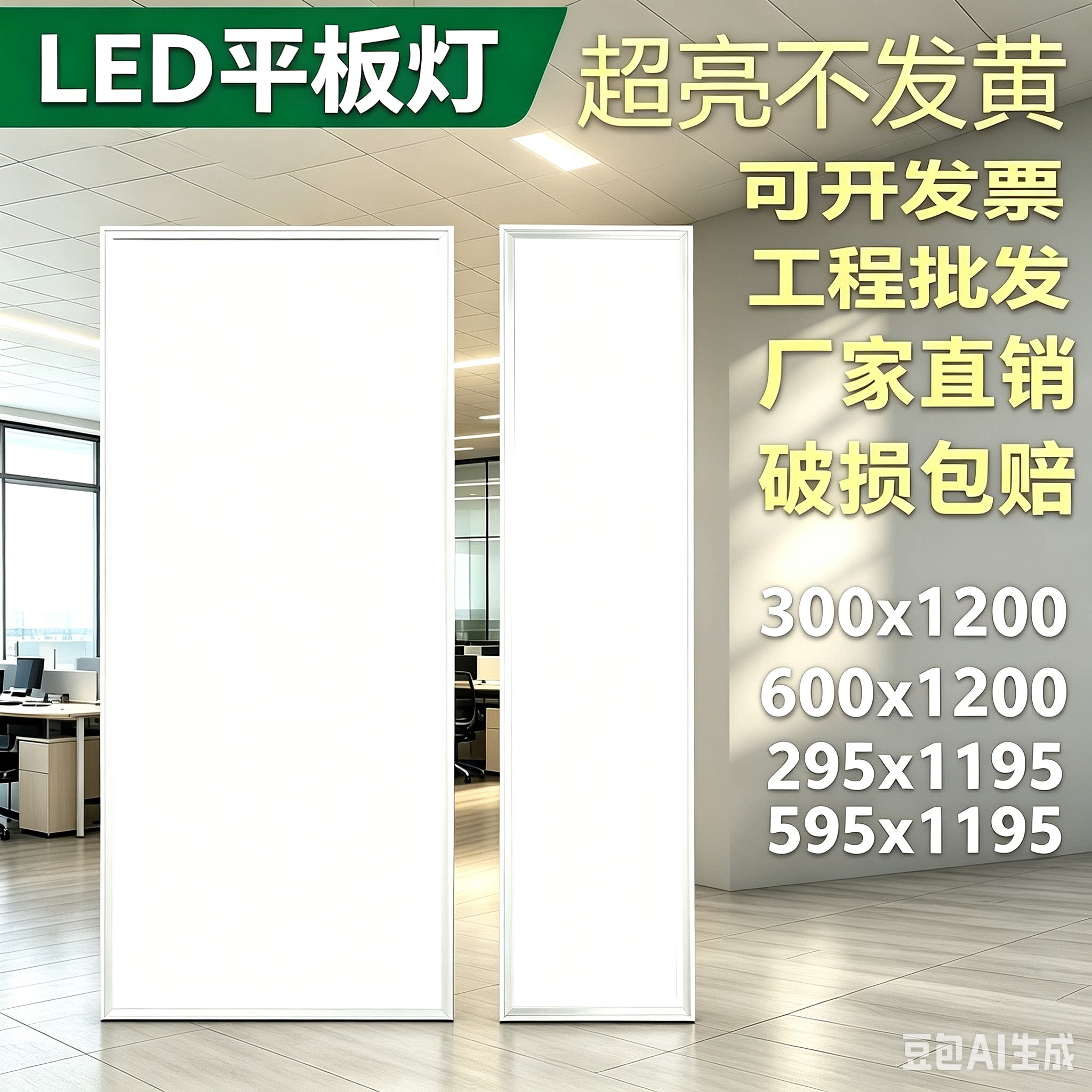 集成吊顶灯600x1200led平板灯300x1200铝扣灯矿棉灯石膏灯节能灯