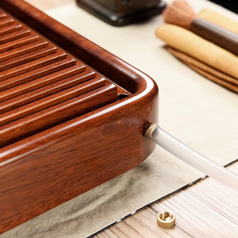 整块花梨木茶盘实木茶海简约功夫茶具排水小号茶台V电木款茶托家