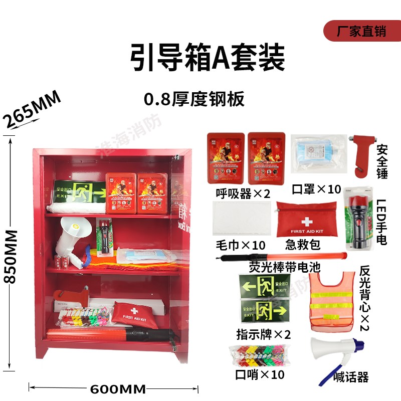 适用于消防疏散引导箱不锈钢钢化A玻璃消防门框应急箱救生工具柜