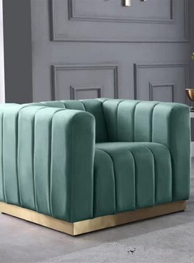 北欧轻奢设计师inns风芥末绿后现代别墅客厅米兰酒店软装双人沙发