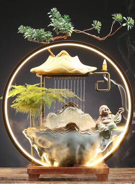 极速招财流水摆件水车循环水客厅生财创意家居水S景办公室桌面开