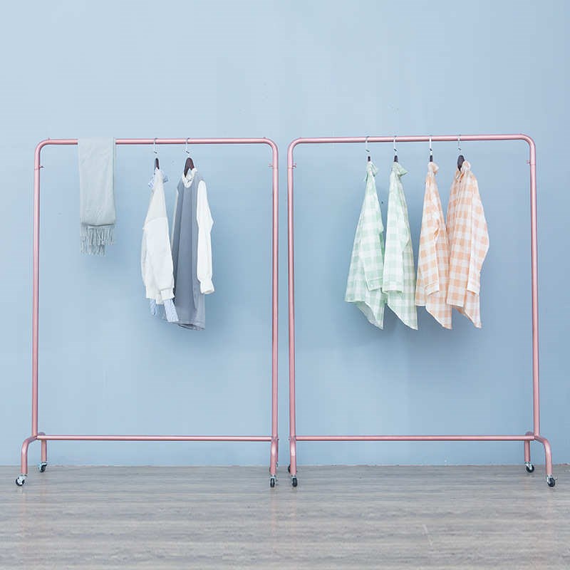 服装店衣服金色展示架货架落地式玫瑰金简约可移动U龙门挂衣架带