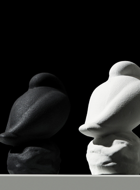 现代简约c创意陶瓷动物黑白色小鸟摆件轻奢样板间客厅家居软装饰