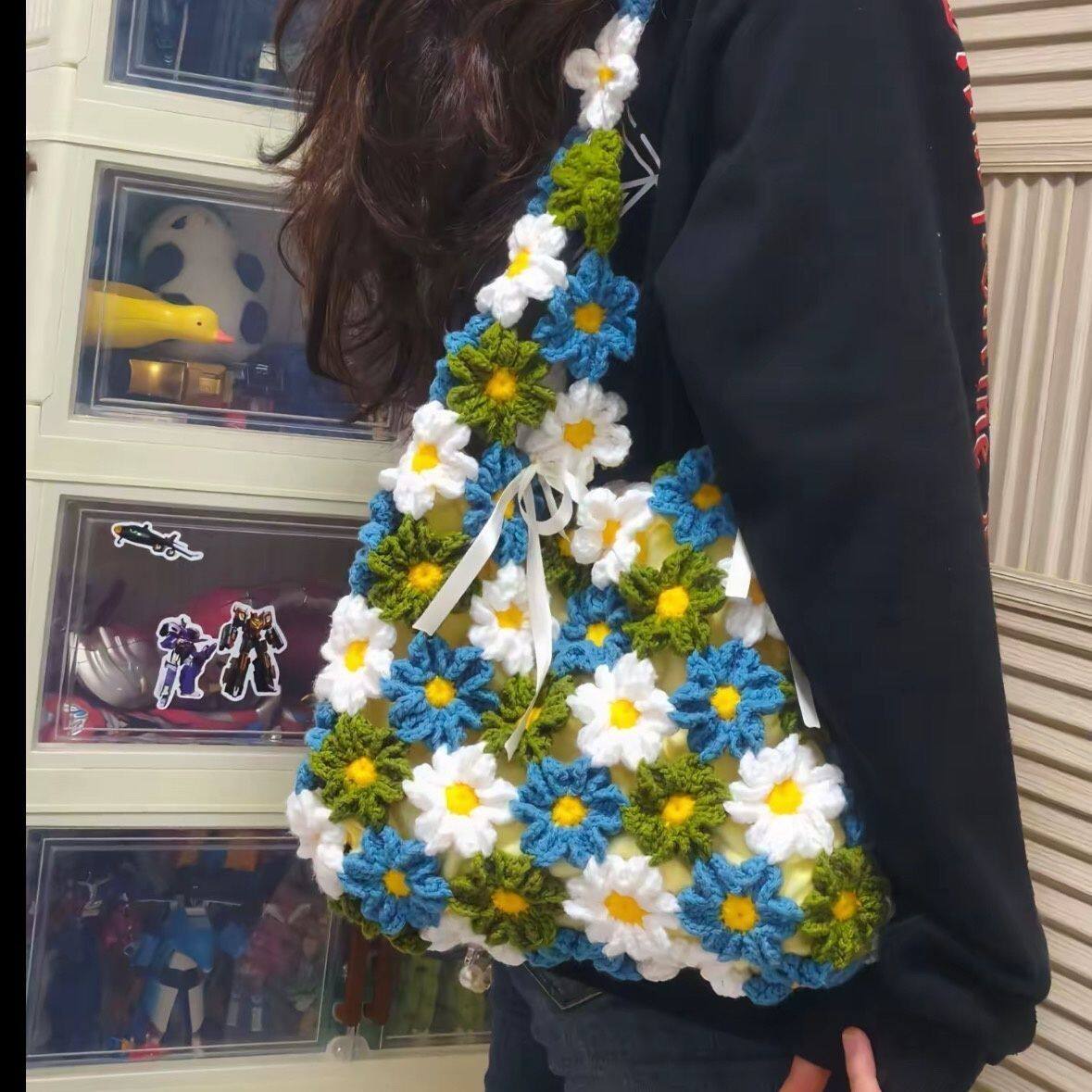毛线自制繁花包DIY镂空碎花夏日花朵包手工钩织送女友创意礼物材