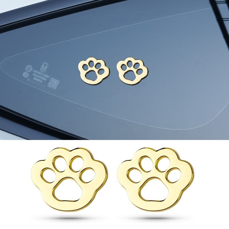 汽车3D立体金属贴猫爪印狗爪印车身防水贴纸划痕贴侧门创意猫贴