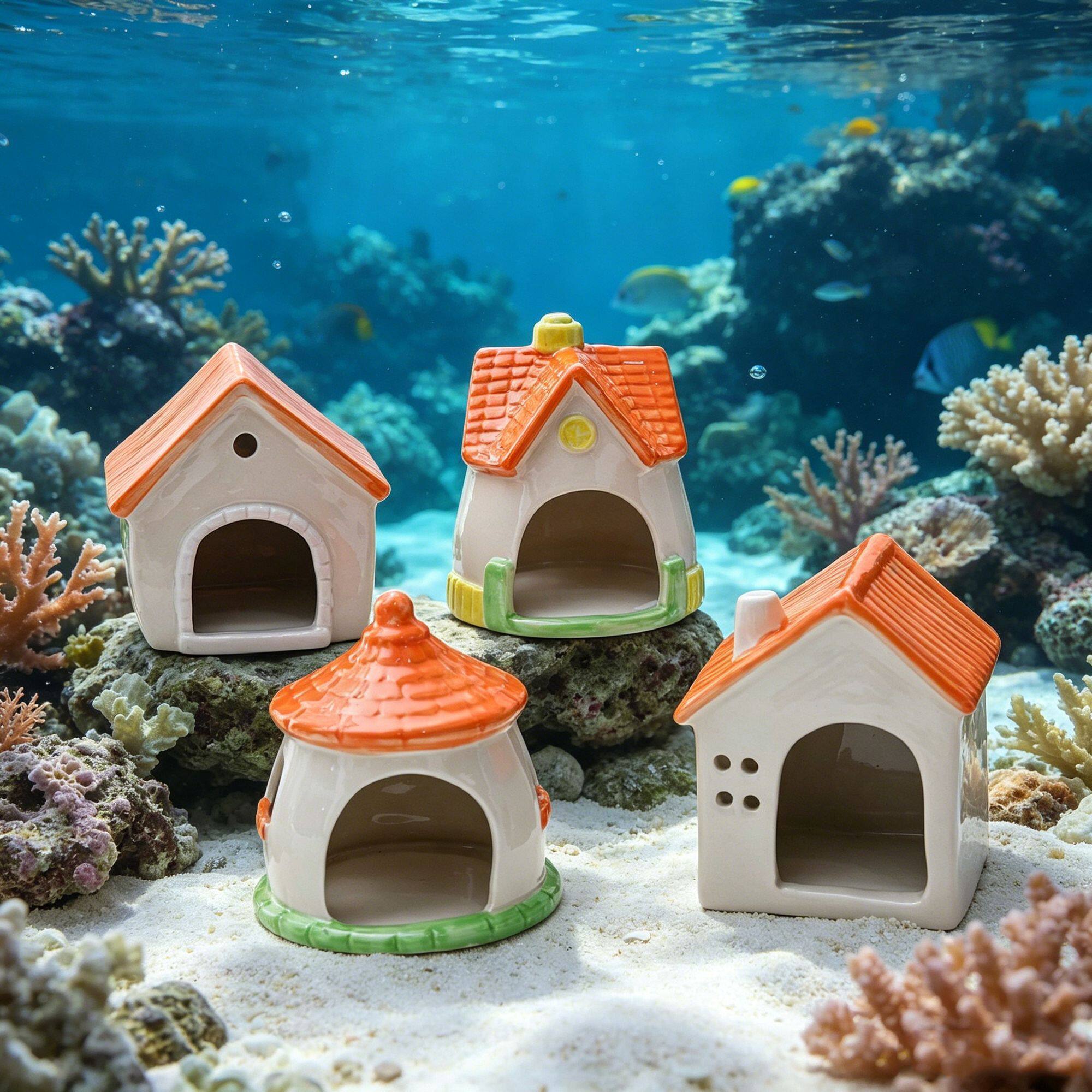 陶瓷繁殖罐鱼缸造景摆件慈鲷迷你鹦鹉鱼虾水族箱躲避洞屋
