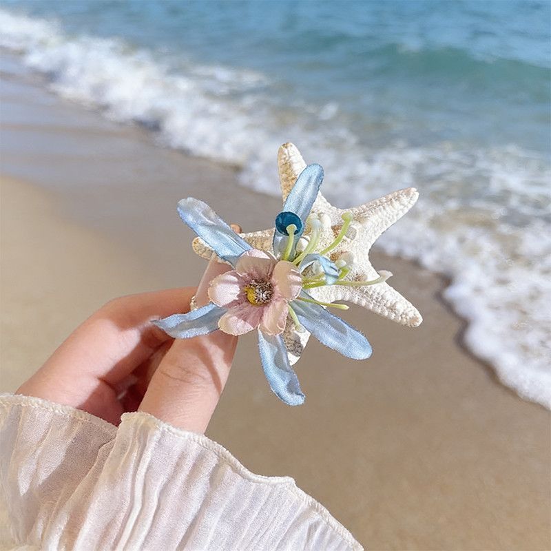 海边度假拍照海洋系列头饰永生花海星浆果贝壳碎发夹旅游发饰