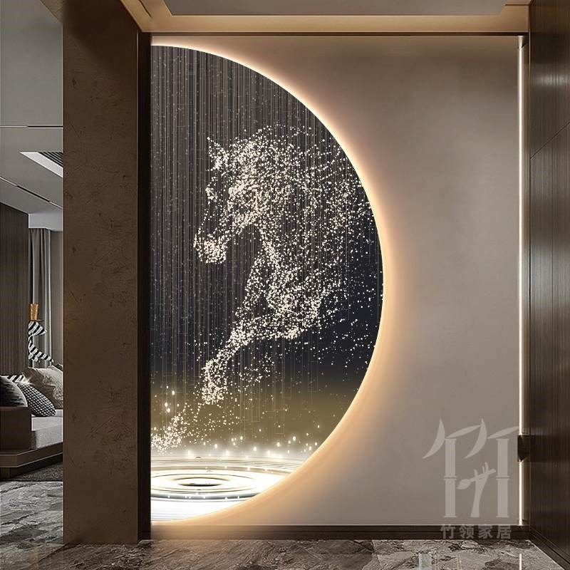 现代轻奢玄关装饰画走廊过道正z对门壁画麋鹿九鱼图半圆背景墙挂,家居饰品,现代装饰画,淘宝优惠券,粉丝福利购,淘宝优惠卷