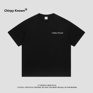 Chirpy Known2024夏季简约T恤男士运动透气热印休闲圆领短袖上衣