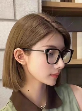日本品质小红书同款眼镜框复古方形平光镜TR黑框可配近视度数防蓝
