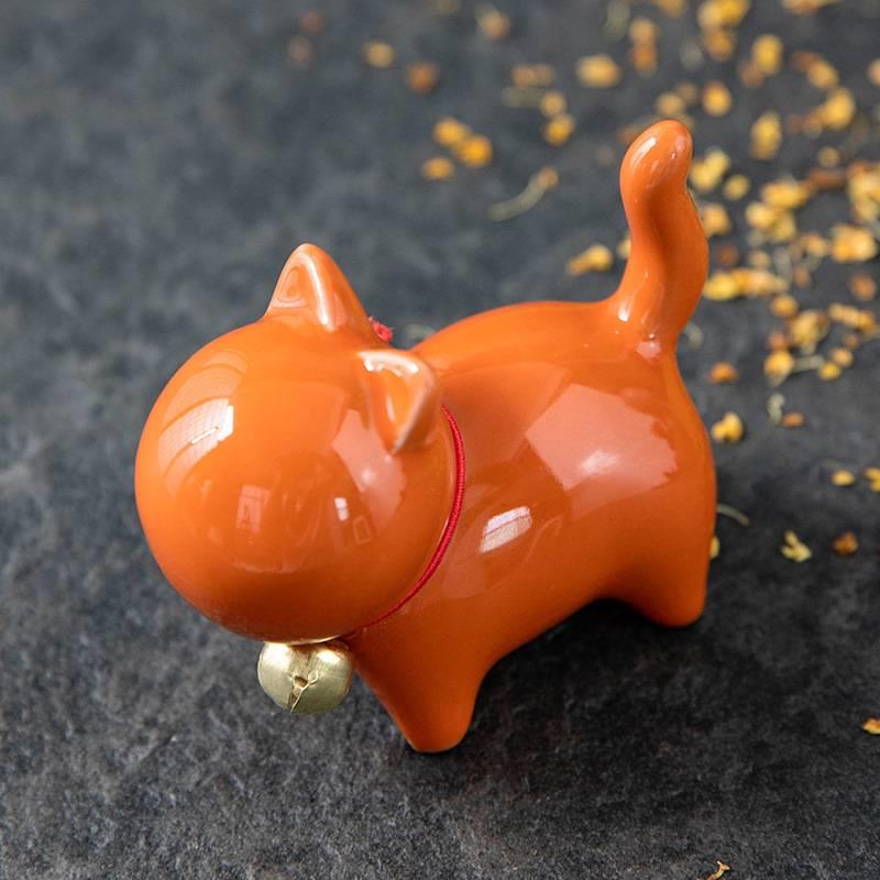 可小玉办兔动物猫桌茶宠摆爱件饰兔年装饰公室猫面家居品礼品陶瓷
