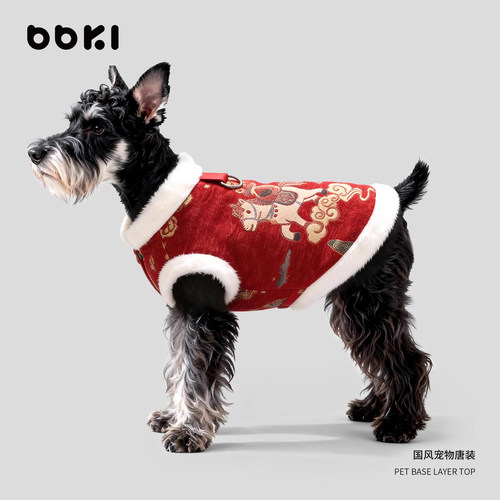 狗狗唐装冬季保暖过年可牵引衣服