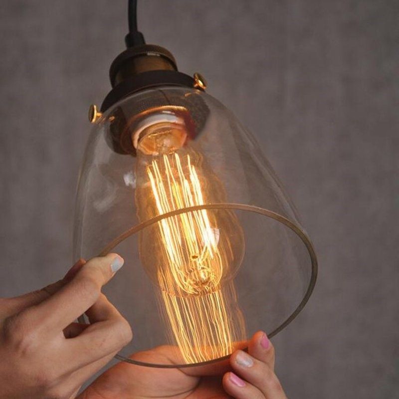 Simple Transpkarent Amber Glass Pendant Lamp E27 Living Room