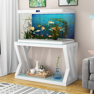 鱼缸柜金属鱼f缸架子鱼缸桌钢木鱼缸底座鱼缸底架铁艺鱼缸储物架