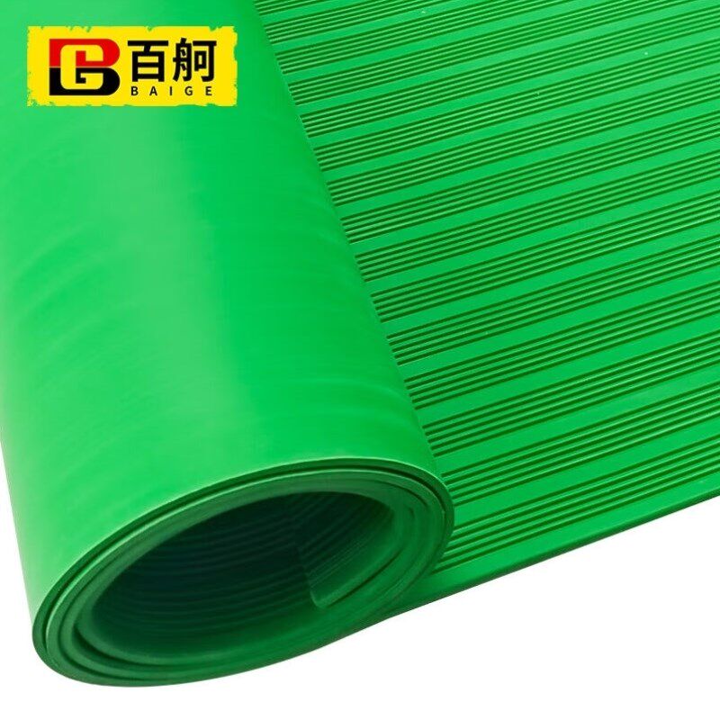 百舸10KV绝缘橡胶垫绿色条纹防滑电厂配电室H专用绝缘垫600*450*5