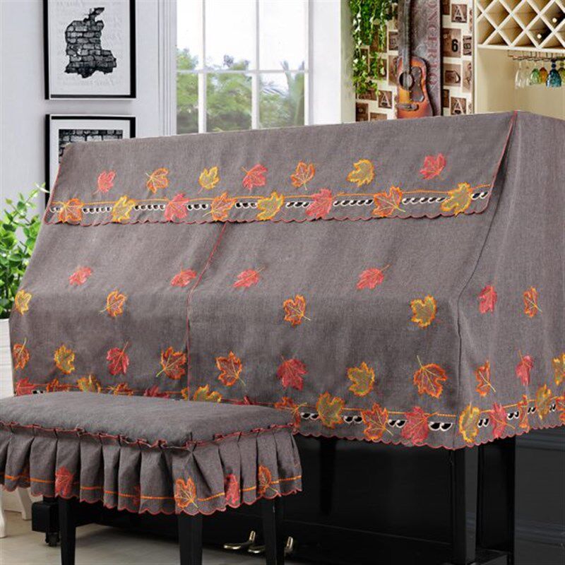 美式乡村钢琴罩半k罩欧式布艺钢琴防尘罩 绣花全罩琴披盖巾琴凳罩