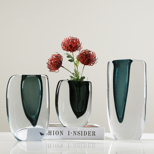 琉璃艺术厚花瓶意式 饰 轻奢r简约摆件客厅餐桌样板房电视柜酒柜装