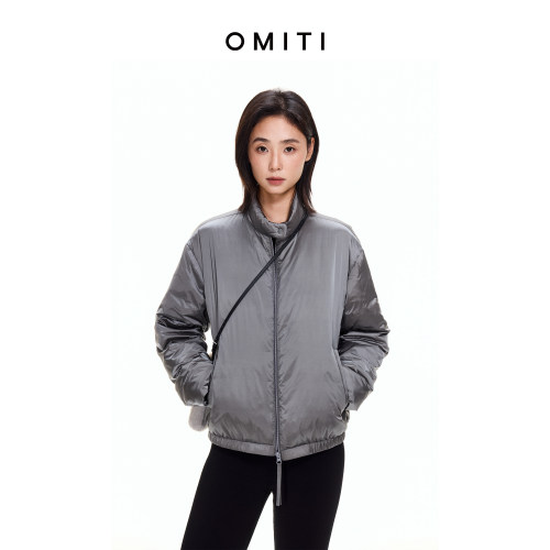 OMITI省略 轻量感哈灵顿极简立领短款鹅绒外套羽绒服女冬季新品