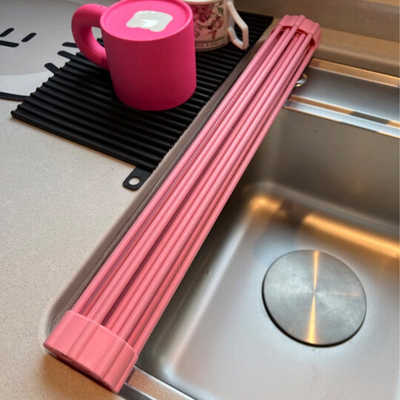 厨房水槽b碗筷沥水架碟抹布水池洗碗窄边菜板水杯餐具收纳帘超伸