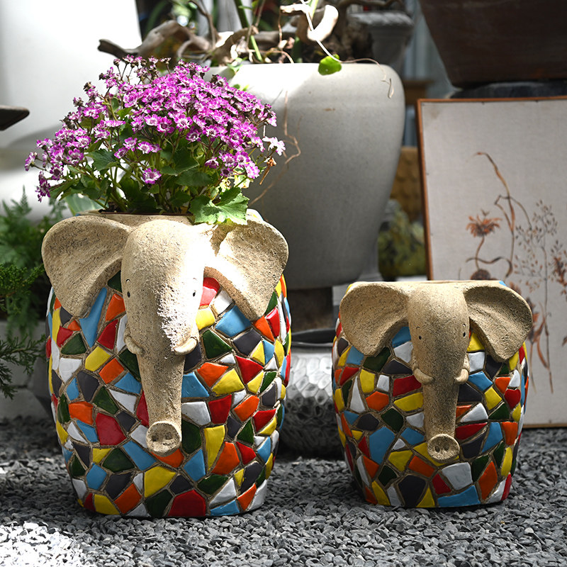 彩色彷瓷大象g底座摆件柱子庭院花园创意户外动物造型凳子门口装,家居饰品,落地摆件,淘宝优惠券,粉丝福利购,淘宝优惠卷