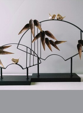 新中式竹报平安摆件客厅玄v关电视柜酒柜茶室创意竹子装饰品摆件