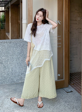 首发夏季新品  爆款设计感罩衫＋阔腿裤套装2C285 1851 P65 K248