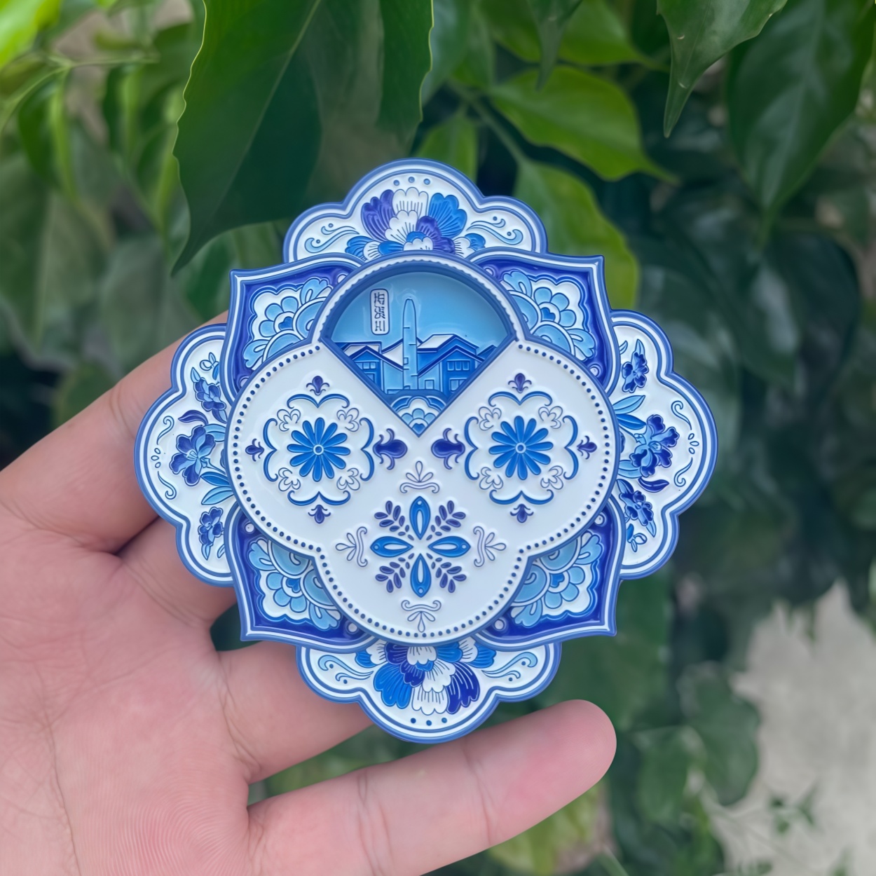 江西景德镇青花瓷旋转金属冰箱贴