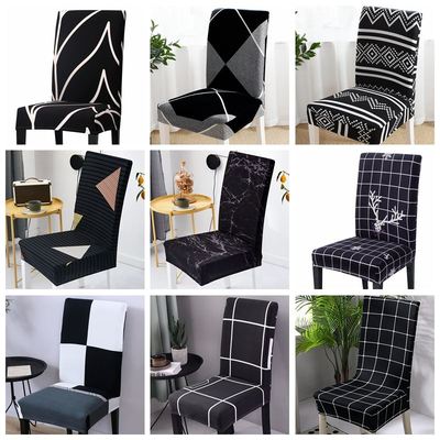 Geometry Dining Chair Cover Christmas Pattern Stretch Remova
