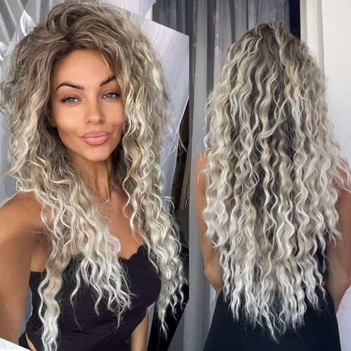 Blonde Wig Synthetic Long Curly Hair Wigs for Women