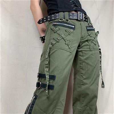 Bandage Low Waist Cargo Pants Gothic Punk Baggy Retro Kawaii