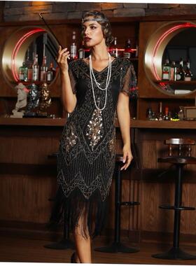 1920s Flapper Roaring Embellished Art Deco Great GatsbyDres1