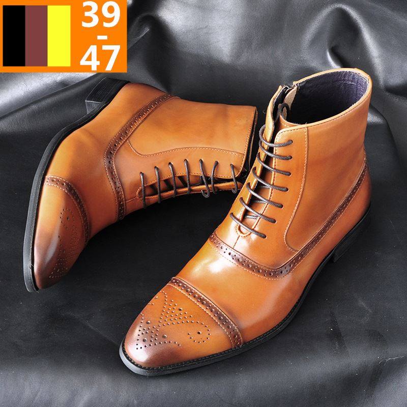 Men Pu Lace-up Men Shoes Winter Snow Boots Plus Size大码男靴