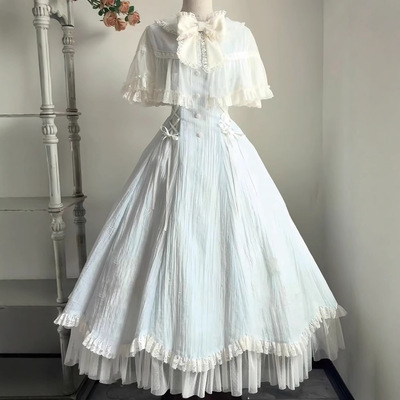 水色风铃梦lolita连衣裙 温柔蝴蝶结甜美可爱蓬蓬蛋糕裙子小个子