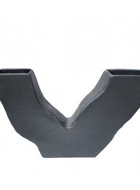 现代极简轻奢黑白色V字形花插饰品摆件I北欧简约客厅陶瓷干花花瓶