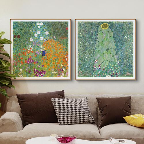 网红鳟鱼克里姆特l艺术画餐厅装饰画客厅室壁画沙发后面的挂卧画