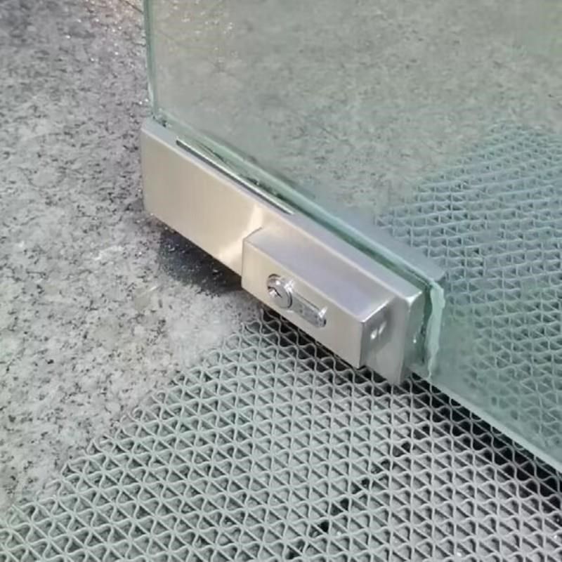 无框钢化玻璃门地锁地弹簧门锁夹单门H双门地插锁办公室地插销黑