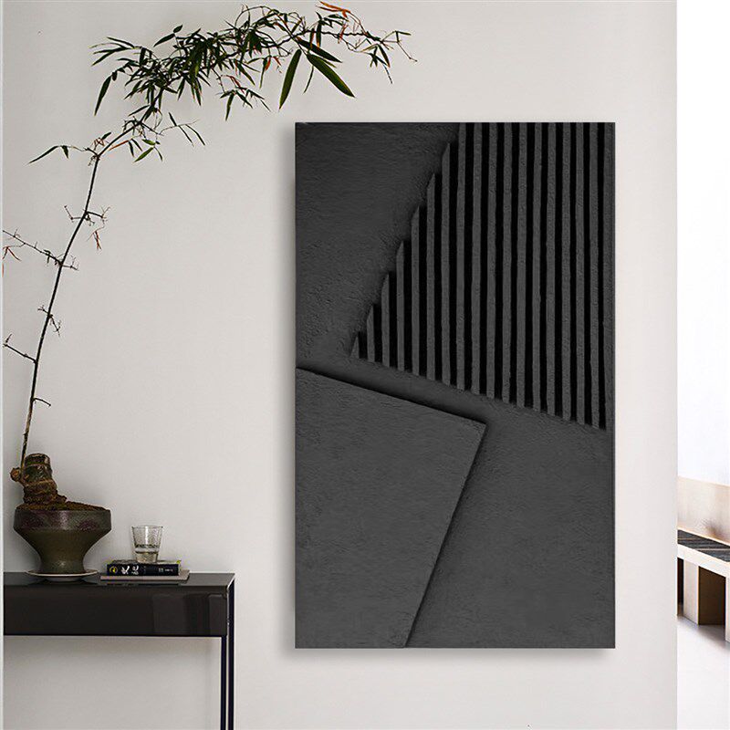 侘寂风莫兰迪入户玄关挂画高级感走廊过道装饰画S立体浮雕纯色壁
