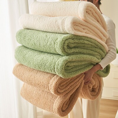 纯色法兰绒毛毯h加厚保暖珊瑚绒毯子冬季办公室午睡毯双面加绒盖