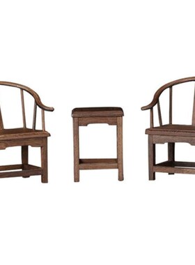 小型装饰品迷你小椅子摆件造景雕塑小桌拍摄茶具木V凳子靠椅木雕
