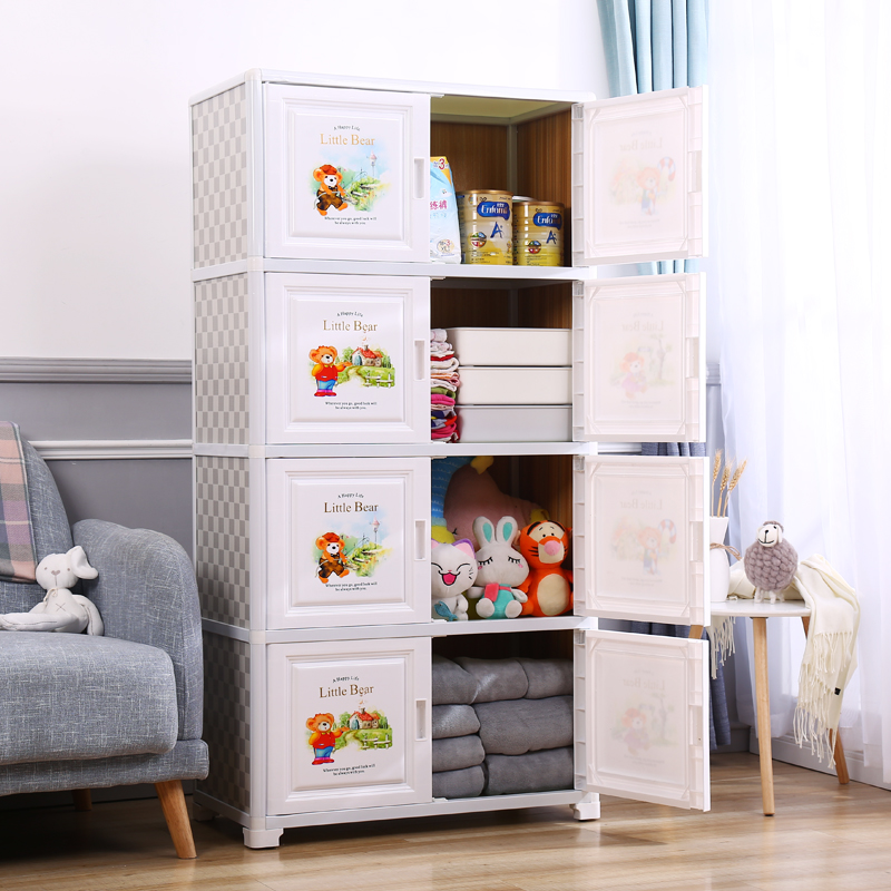 收纳柜抽屉式宝宝衣n柜r儿童衣橱卡通收纳柜子玩具储物柜双开门斗
