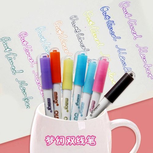 8 Colors Outline Metallic HighlCighter Fluorescent Marker Pe